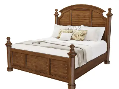 Colonial Panel Bed 3D model