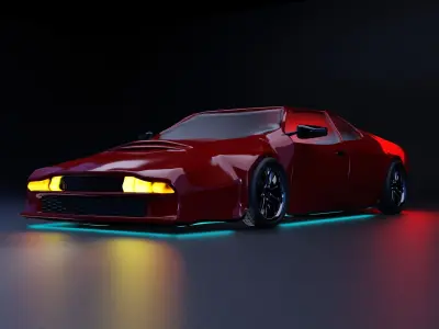 Sportscar retro vintage 80s 3D model