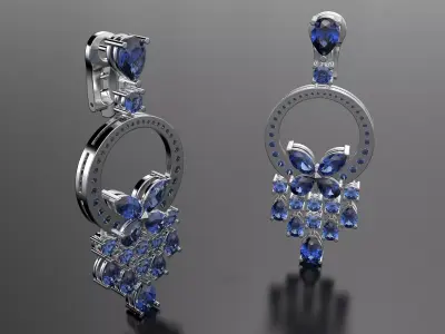 Earrings with different stones 3D print model