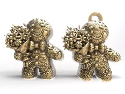 ginger cookie with flowers 5  3D print model