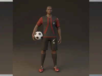 Football Player game ready character Low-poly 3D model purchase
