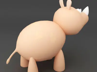 Rhino rigged toon 3d model  Low-poly 3D model