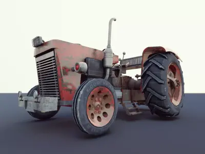 Rusty Vintage Tractor Low-poly 3D model