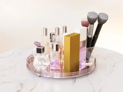 Cosmetics and perfume tray 3D model