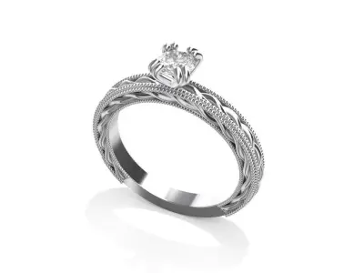 Solitaire Engagement Ring 3D print model