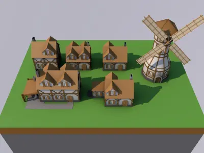 Low-Poly Medieval Buildings Pack Free low-poly 3D model