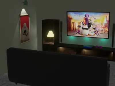 Simple TV Room  Free 3D model