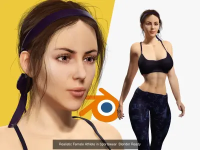 Realistic Female Athlete in Sportswear Ready 3D Model Pack