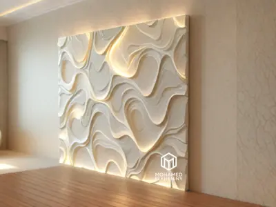 modern panel wall decor set wall relief mural CNC 105  3D model