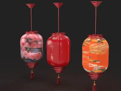 Chinese sheep skin lantern  Low-poly 3D model