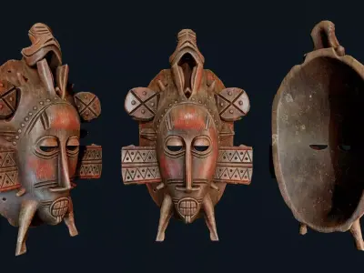 African Decor Mask 2 Low-poly 3D model