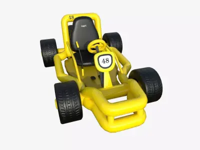 Cartoon Kart H06 Yellow - Vehicle Racing Design Low-poly 3D model