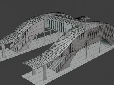 Covered pedestrian bridge II 3D model