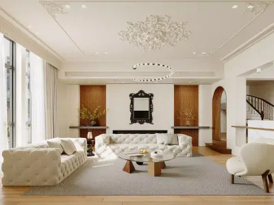 Luxury living room dining room interior scenes 27 3D model