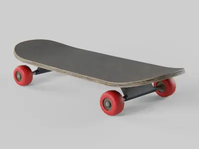 Skateboard with wheels Low-poly 3D model