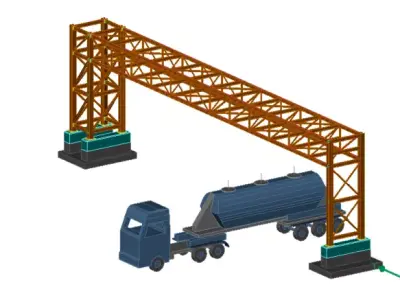 Pipe Bridge 3 levels 30m long 2800mm wide 6400mm clearance 3D model
