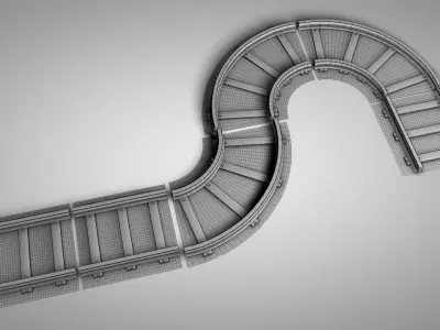 LowPoly Railway make your own track Free low-poly 3D model