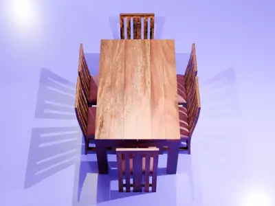 Sheesham Dining Table Low-poly 3D model