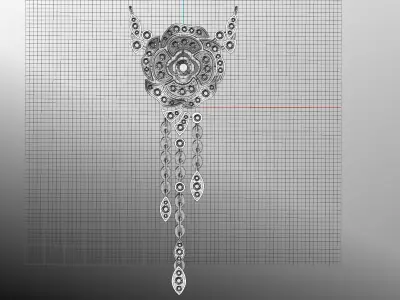 Camelia Pendant necklace like with stones 3D print model