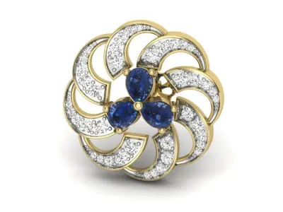 Earrings 3D print sapphire and diamond brooch 3D print model