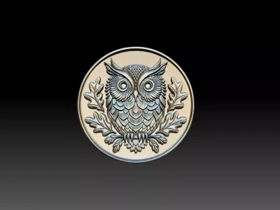 Owl 3D STL model for 3d printing and cnc curving 3D print model