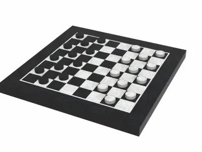 Checkers Set Low-poly 3D model