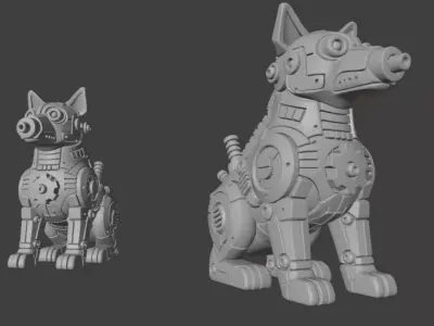Mechanical Dog Sculpture 3D print model