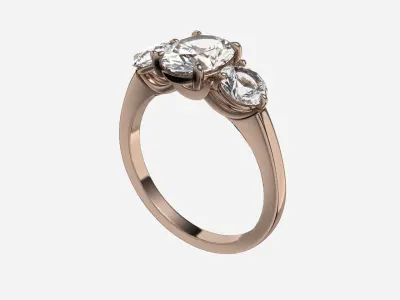 Three Stone diamond Ring 3D print model buy
