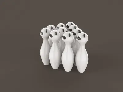 Cartoon Panda Bowling And Ball Bowling Low-poly 3D model