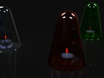 Ghost three different colored glass candle holders Free 3D model