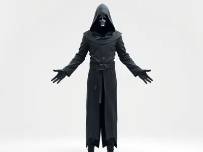 Dark Hooded Phantom D Character Model with PBR Textures Low-poly 3D model