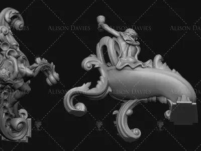 Bacchus Fire dogs for fire surround 3D print model 3D print model