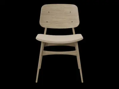 Soborg Chair-3051-lacquered oak and leather Low-poly 3D model