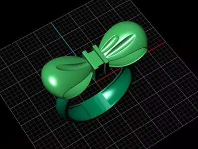 Women 2 piece bow tie luxury ring 3D print model