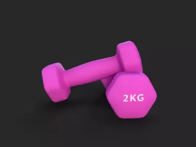Dumbbell Hexagonal 2KG Low-poly 3D model