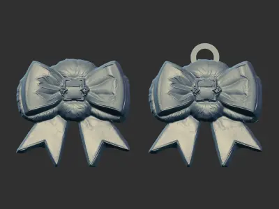 christmas ribbon bow 3  3D print model