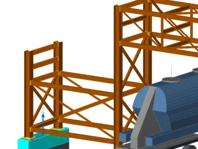 Pipe bridge 3 levels 20m long 2600mm wide 6400m clearance 3D model