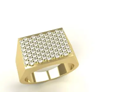 Rectangular Diamond Ring Size 11 Gold Silver Luxury Jewelry 3D print model