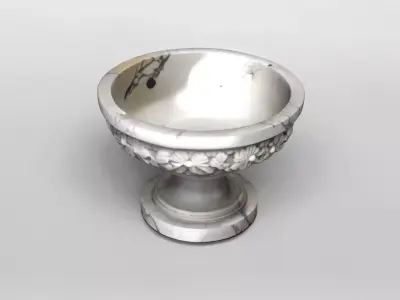 Ornate Marble Floral Pedestal Bowl 3D model