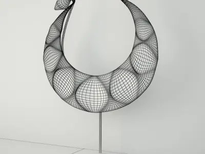 Tribal Metal Necklace on Stand 3D model