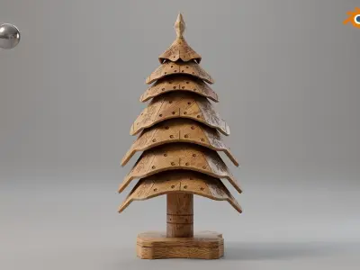 Wooden christmas tree 01 Low-poly 3D model