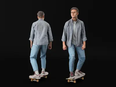 Young man on a skate 19 Low-poly 3D model