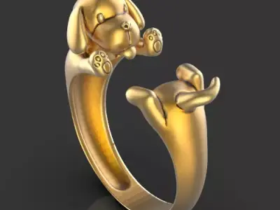 Puppy ring Silver Gold  Print 3D print model
