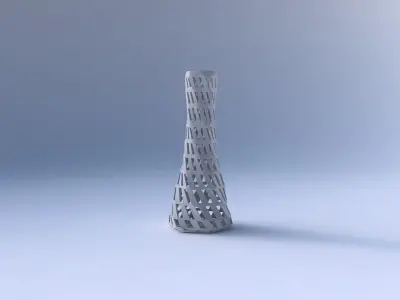 Vase twisted squeezed hexagon with checker grid lattice 3D print model