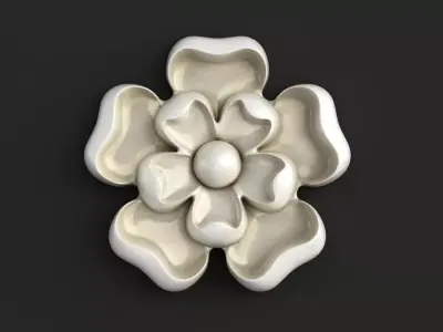 Round carved rosette flower 3D model