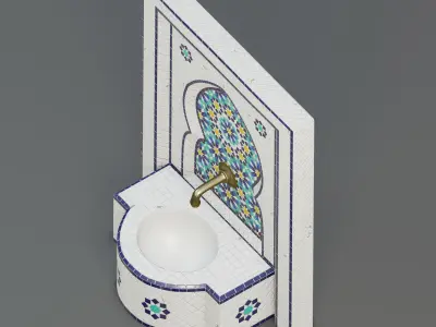 Traditional Moroccan mosaic fountain 3D model