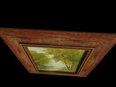 Trees by the Lake Oil Painting 3D model