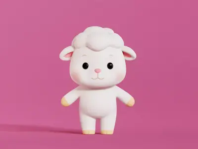 Sheep Character Cartoon Chibi Kawaii Low-poly 3D model