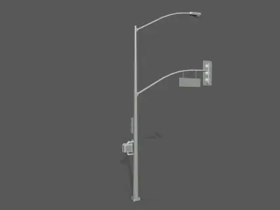 street light stop sign low poly 3D model