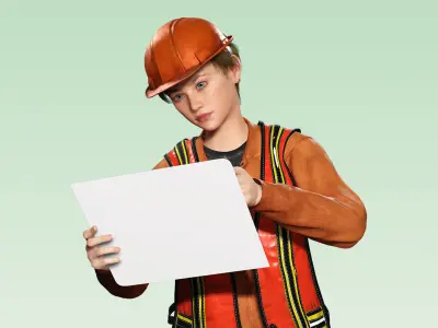 Realistic Youth Construction Worker 3D Character Asset Low-poly 3D model